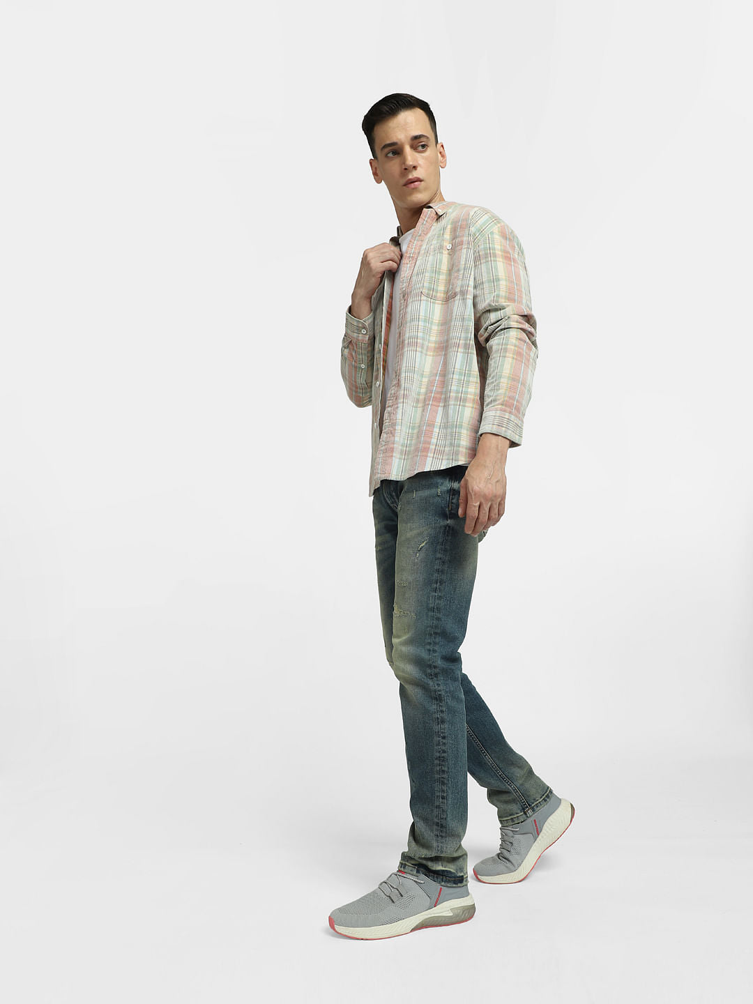 Blue Low Rise Distressed Tim Anti Fit Jeans - 28/30
