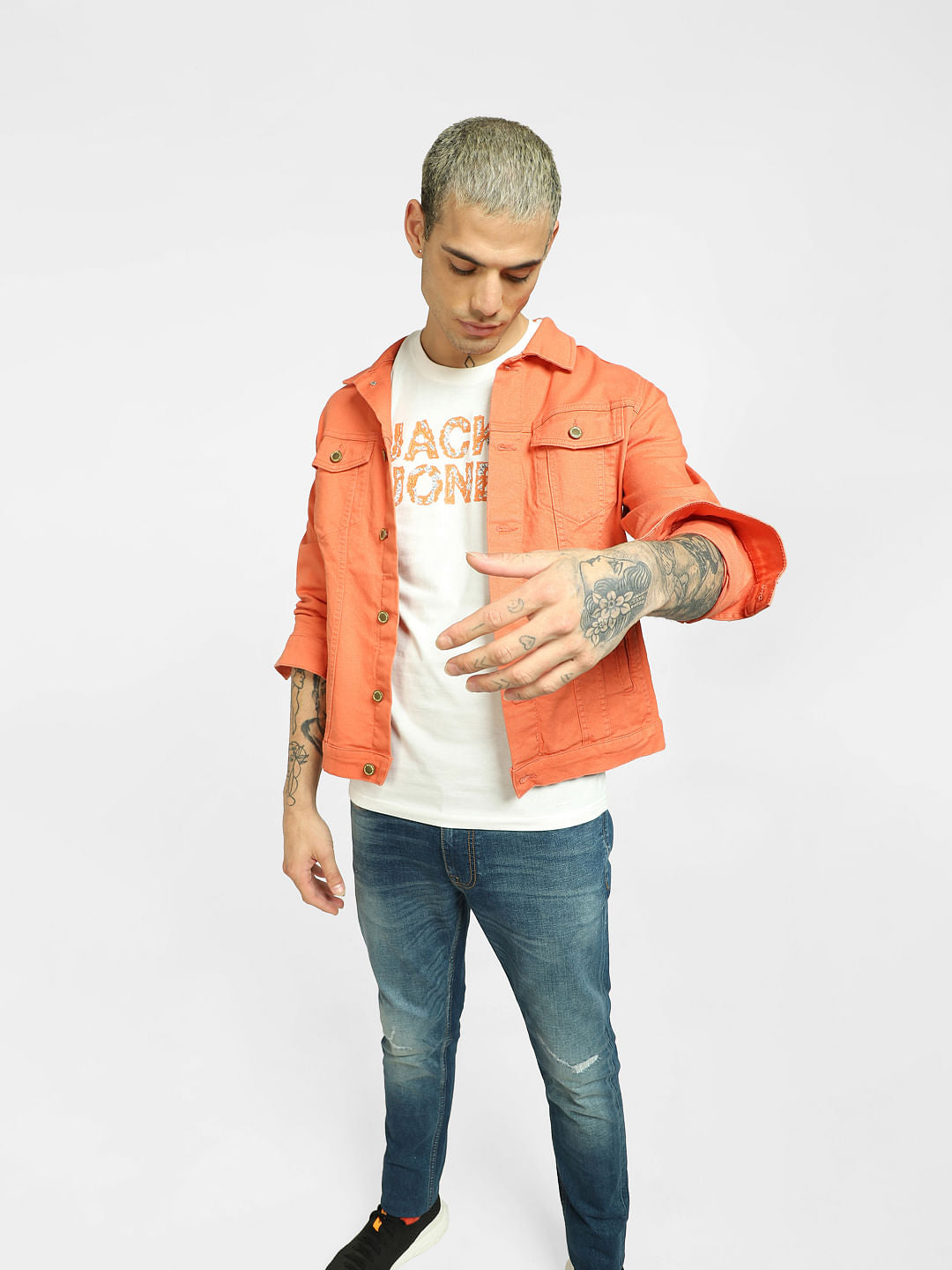 White Logo Print Crew Neck T-shirt - S