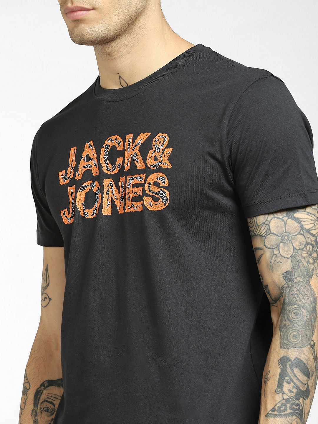 Black Logo Print Crew Neck T-shirt