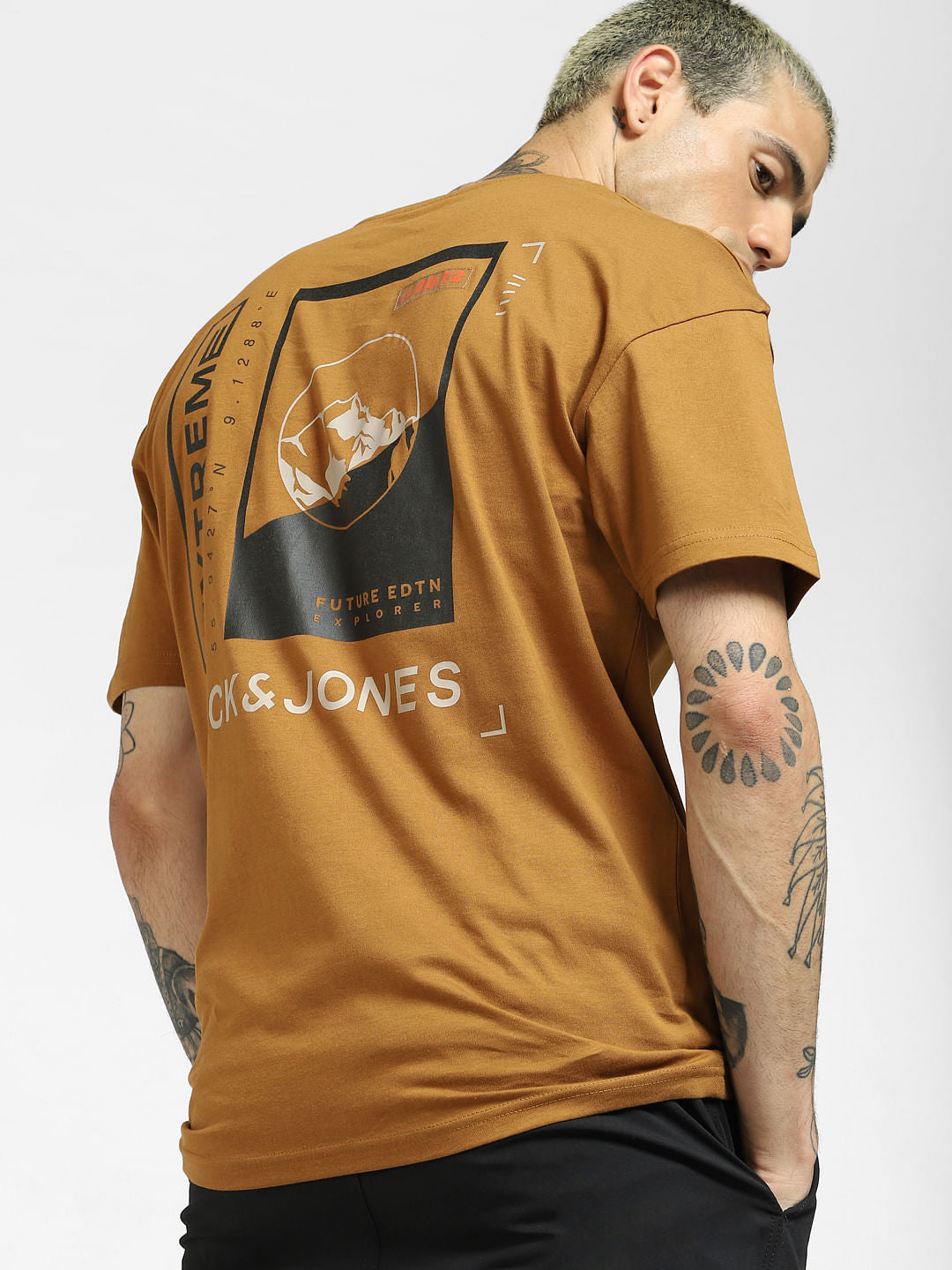 Brown Logo Print Crew Neck T-shirt - S