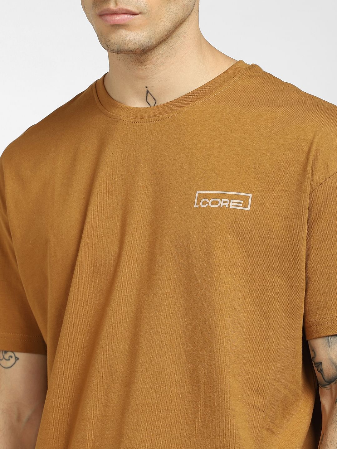 Brown Logo Print Crew Neck T-shirt