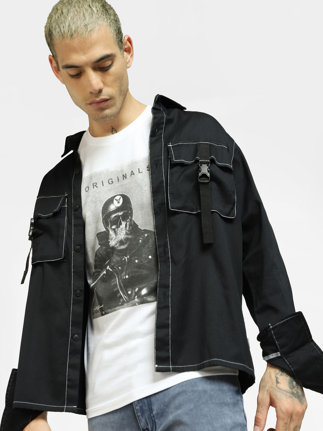 White Graphic Print Crew Neck T-shirt