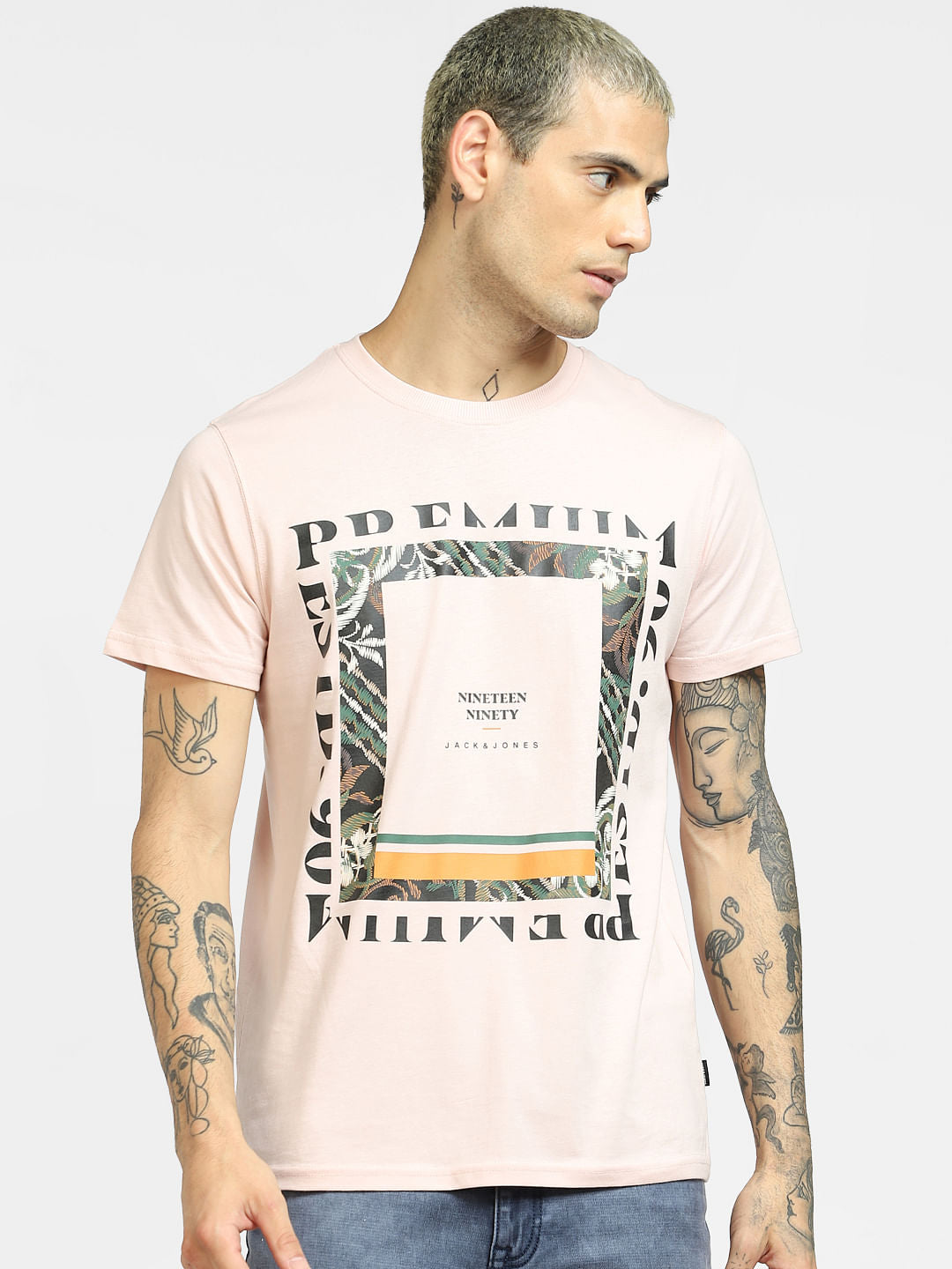 Pink Graphic Print Crew Neck T-shirt