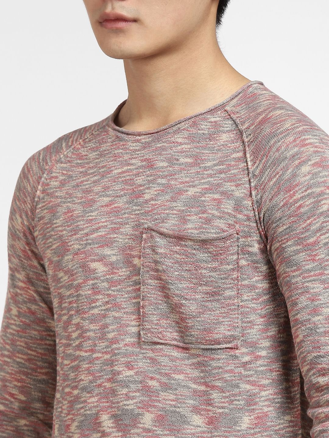 Brown Printed Knit T-shirt