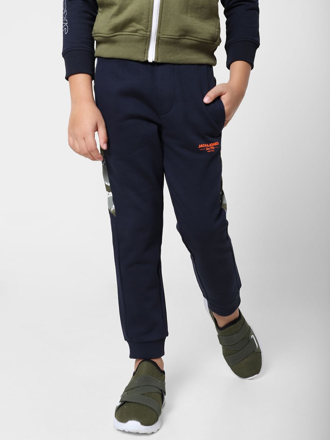 Boys Blue Colourblocked Hooded Sweatshirt