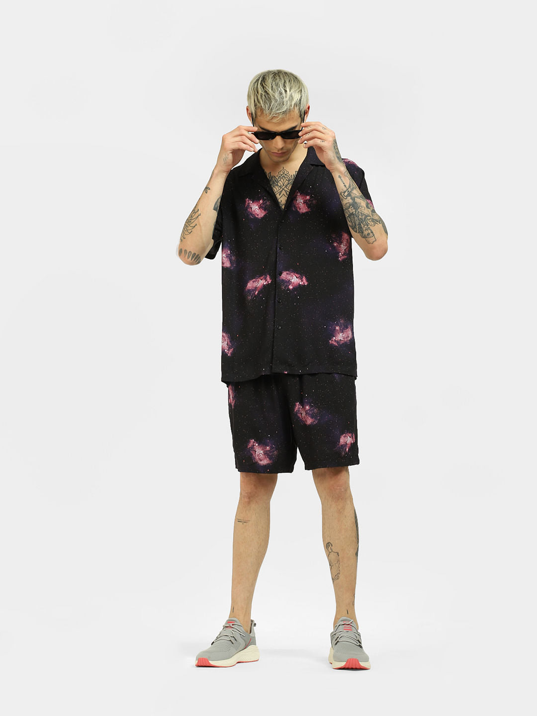 Black Galaxy Print Co-ord Shorts - S