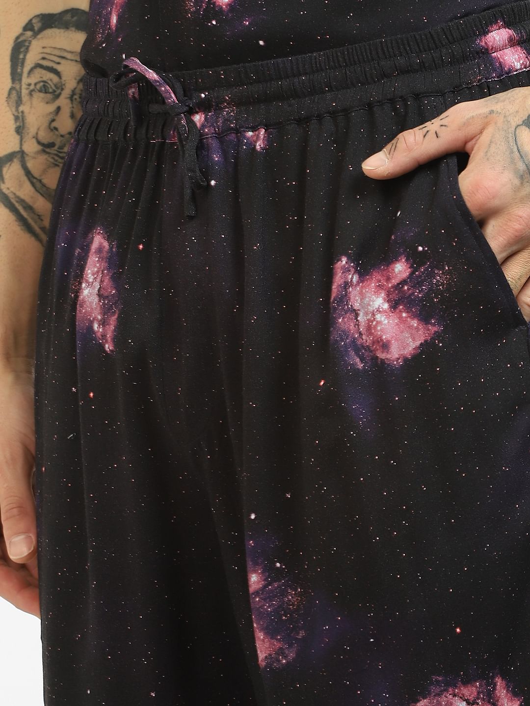 Black Galaxy Print Co-ord Shorts