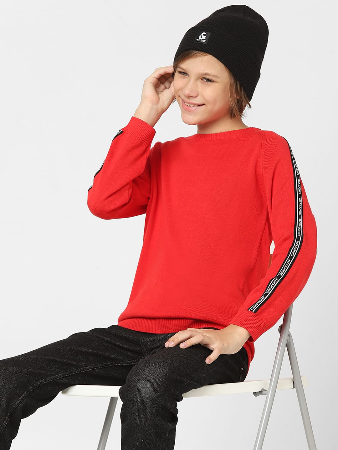 Boys Red Tape Detail Pullover - 4/5Y