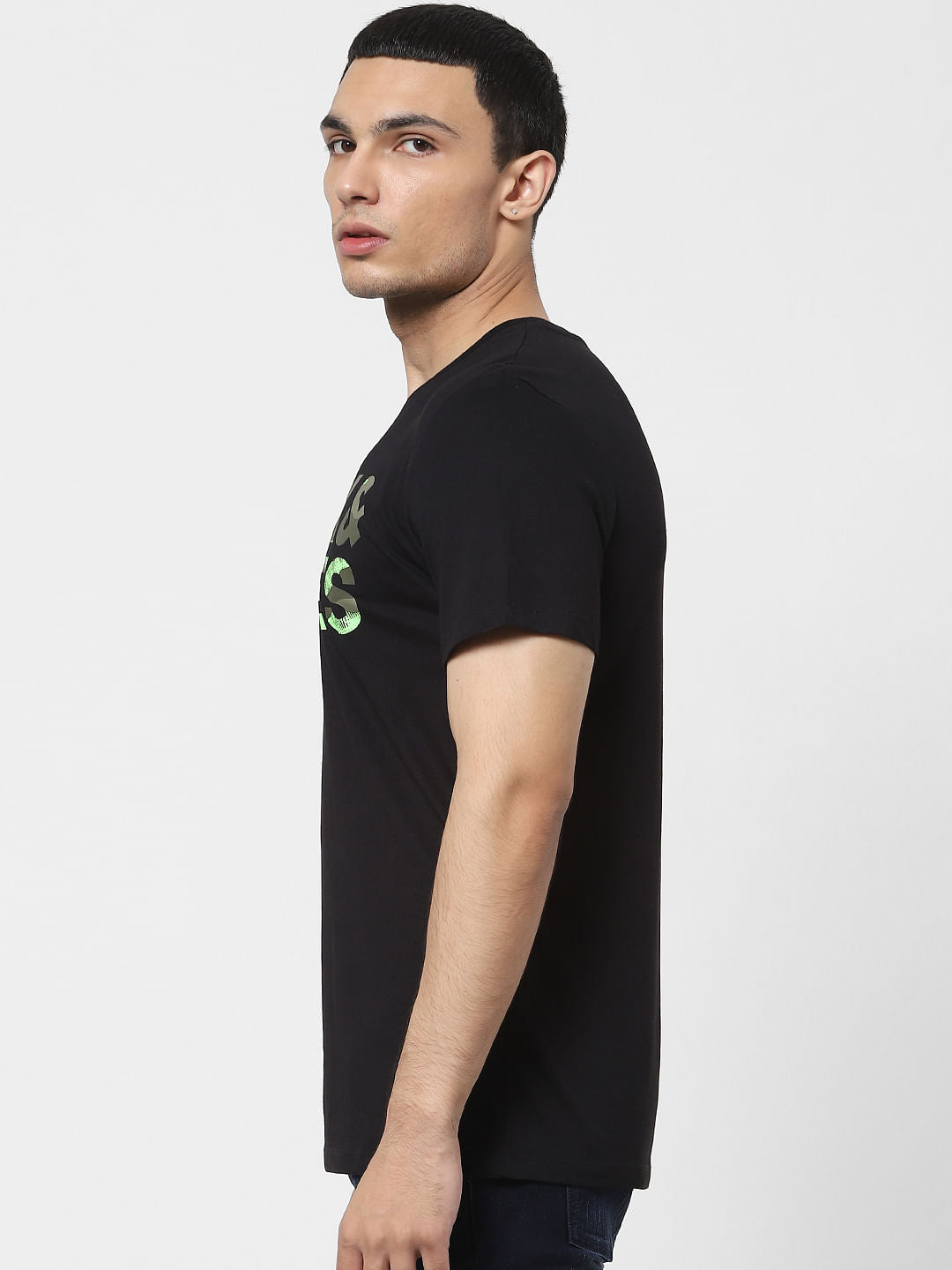 Black Logo Print Crew Neck T-shirt