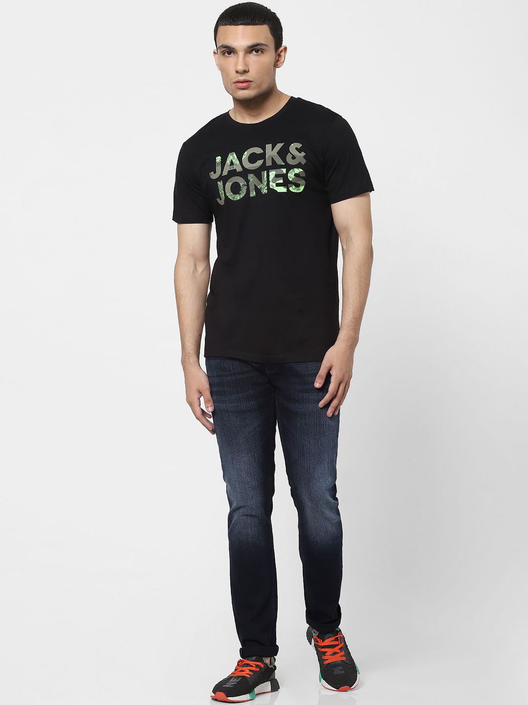 Black Logo Print Crew Neck T-shirt