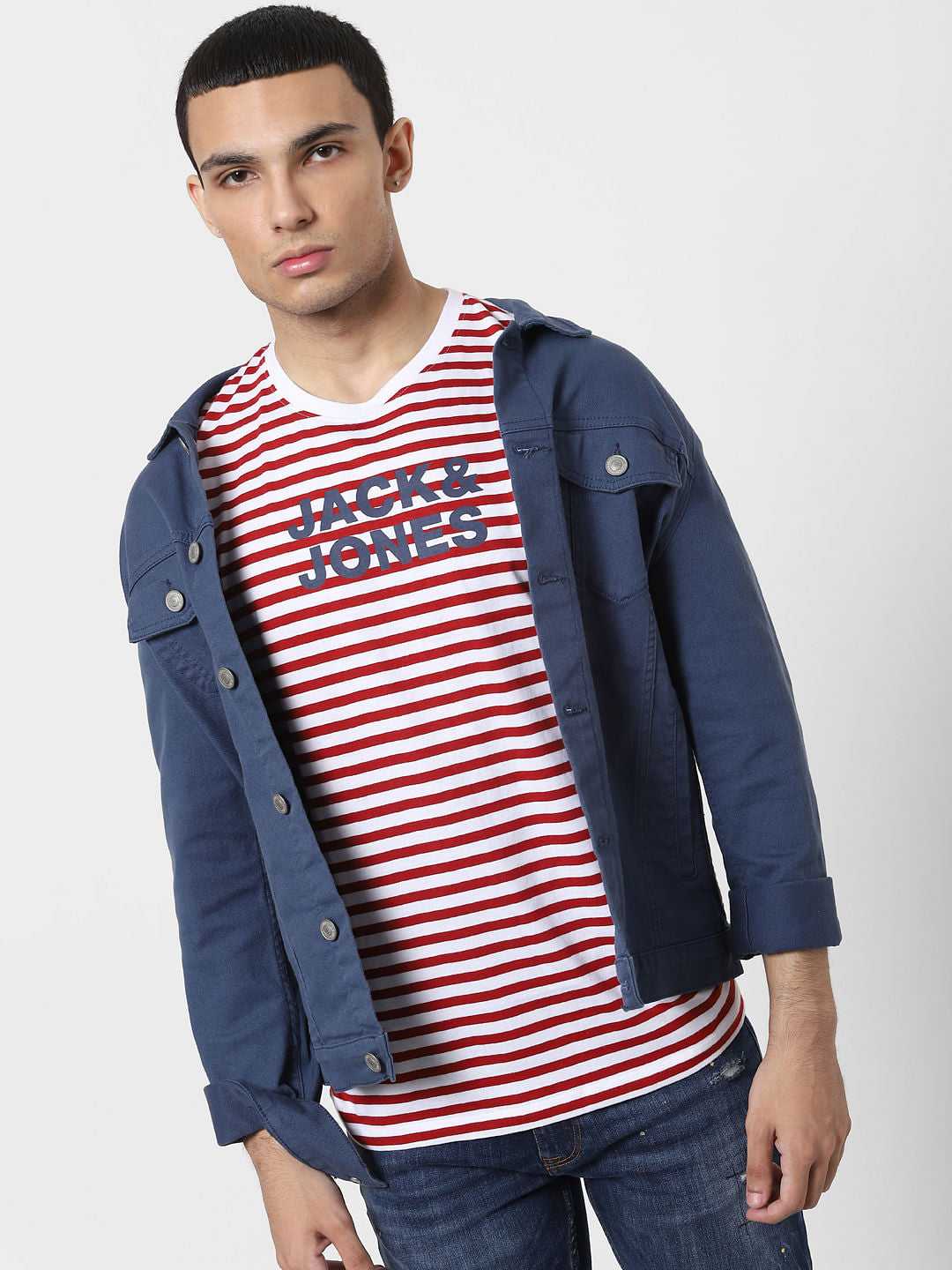 Red Striped Crew Neck T-shirt - S