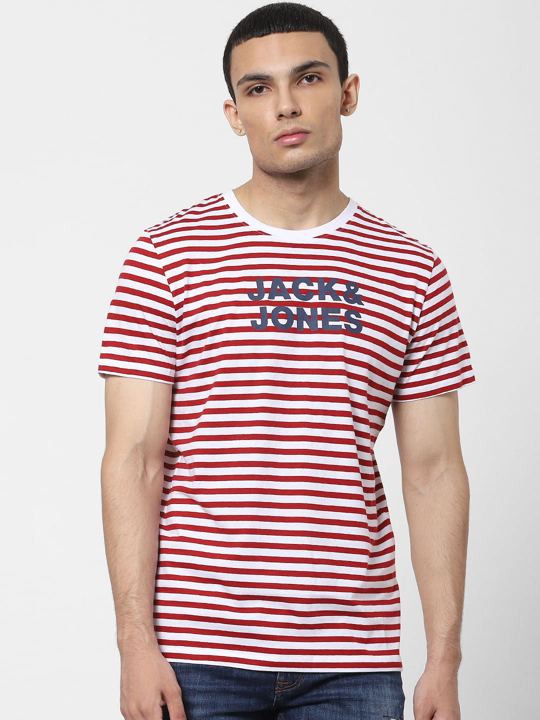 Red Striped Crew Neck T-shirt