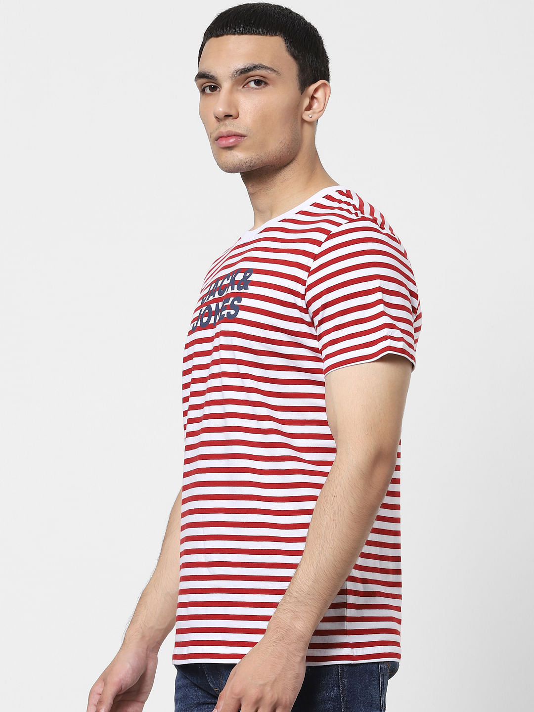 Red Striped Crew Neck T-shirt