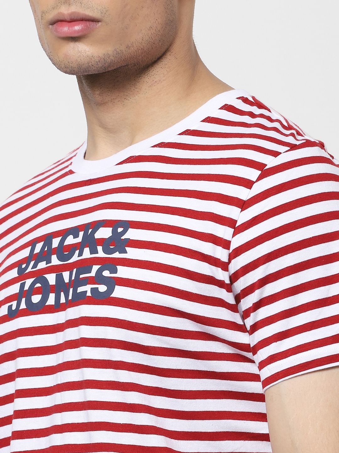 Red Striped Crew Neck T-shirt