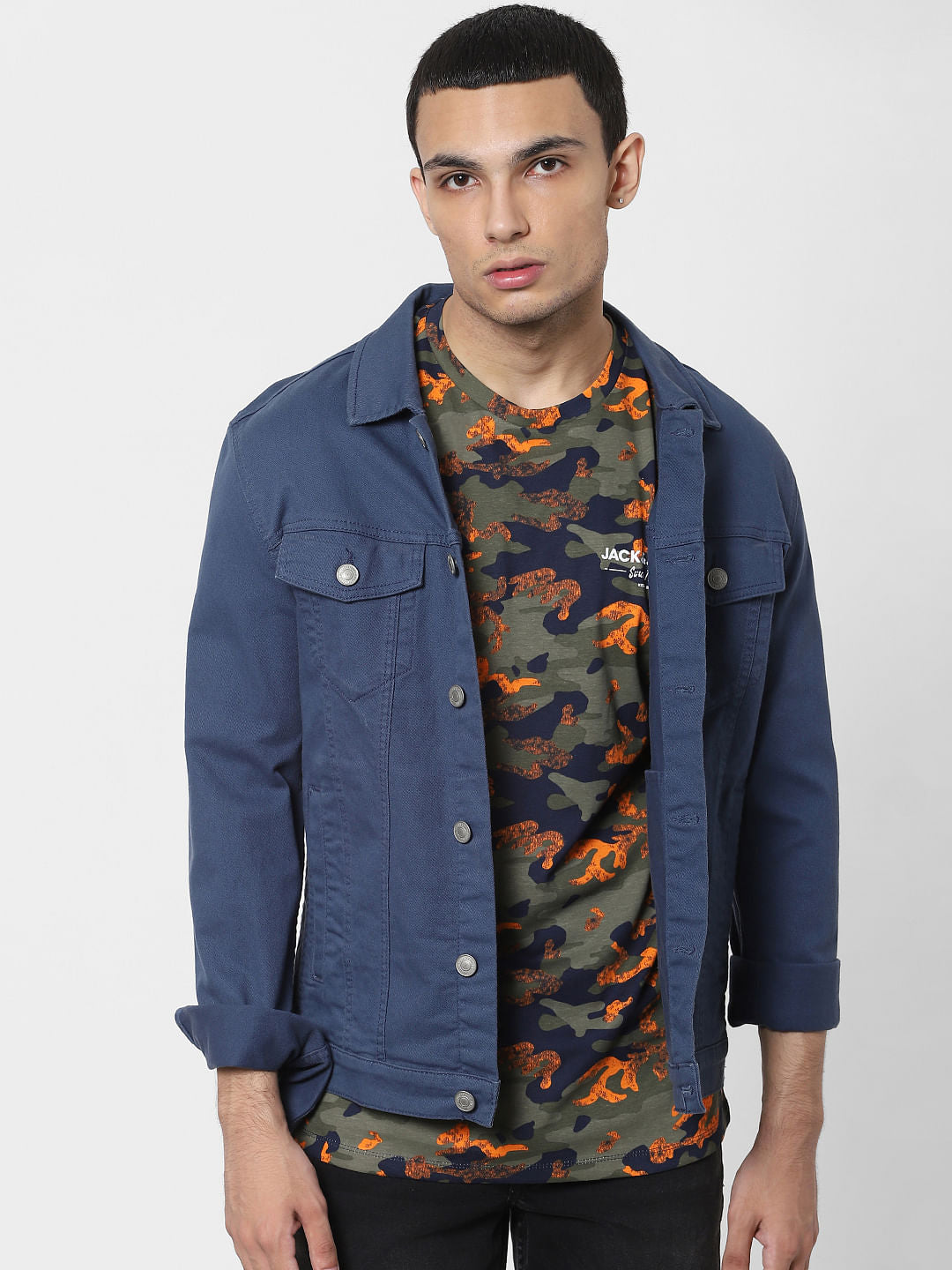 Blue Abstract Crew Neck T-shirt - S