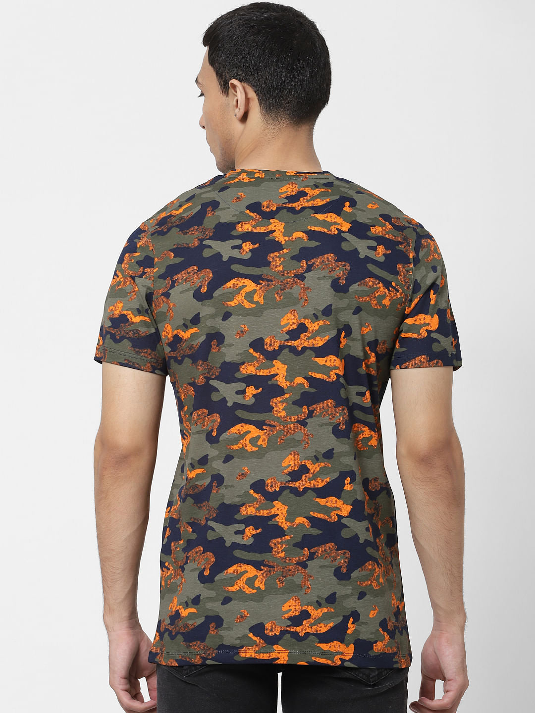 Blue Abstract Crew Neck T-shirt