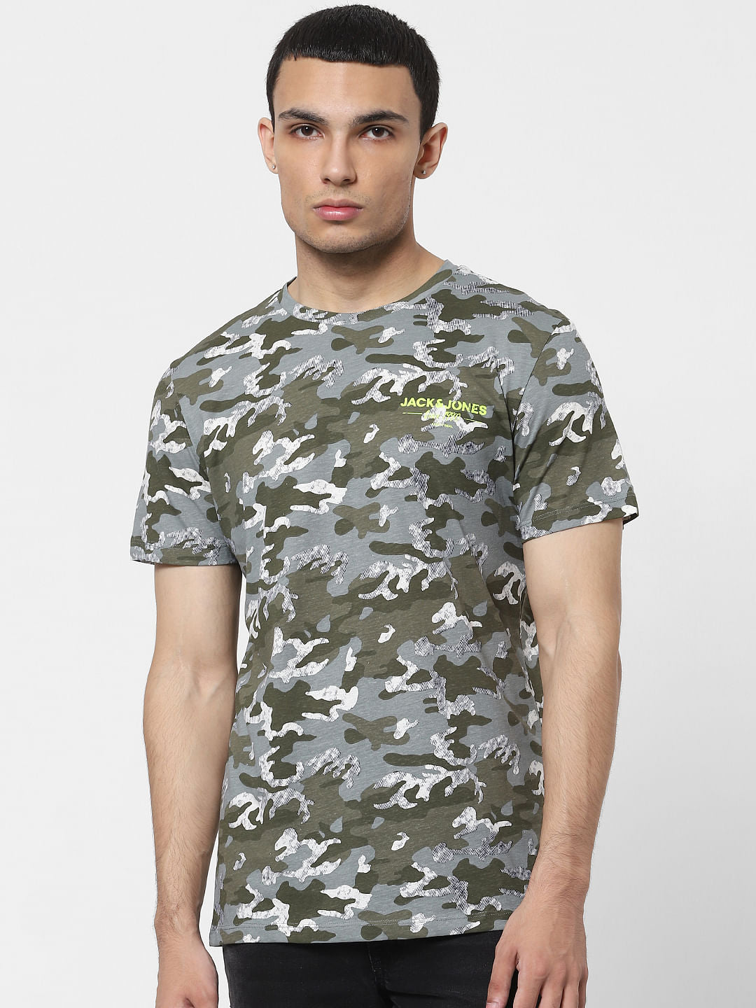 Green Abstract Crew Neck T-shirt