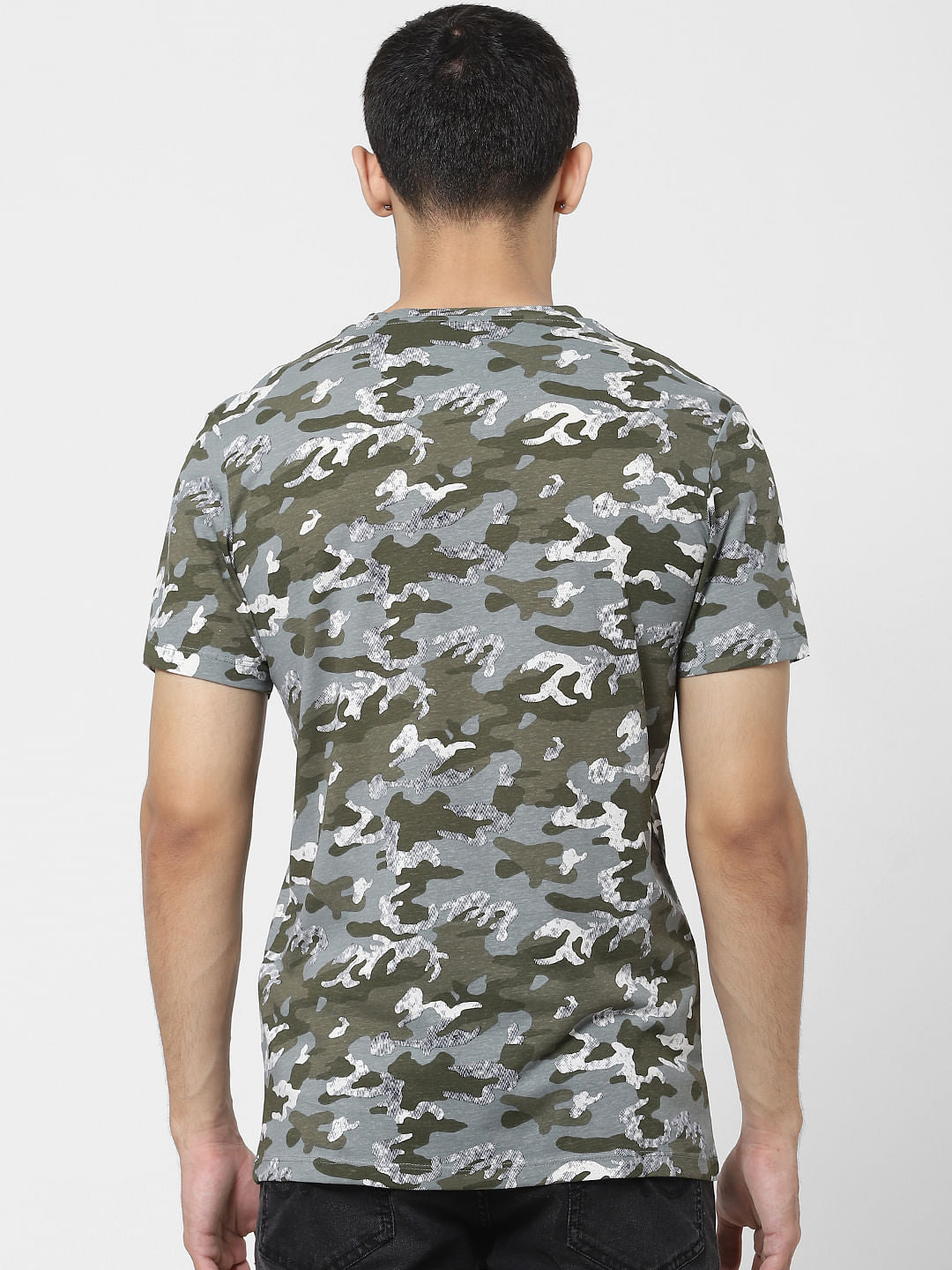 Green Abstract Crew Neck T-shirt