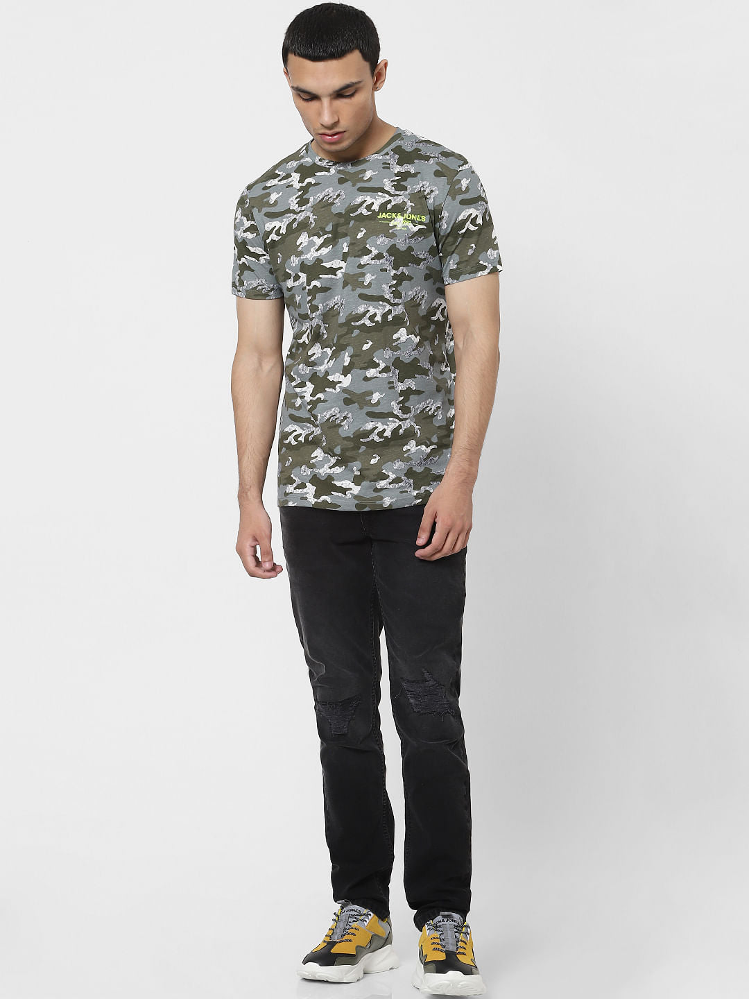 Green Abstract Crew Neck T-shirt