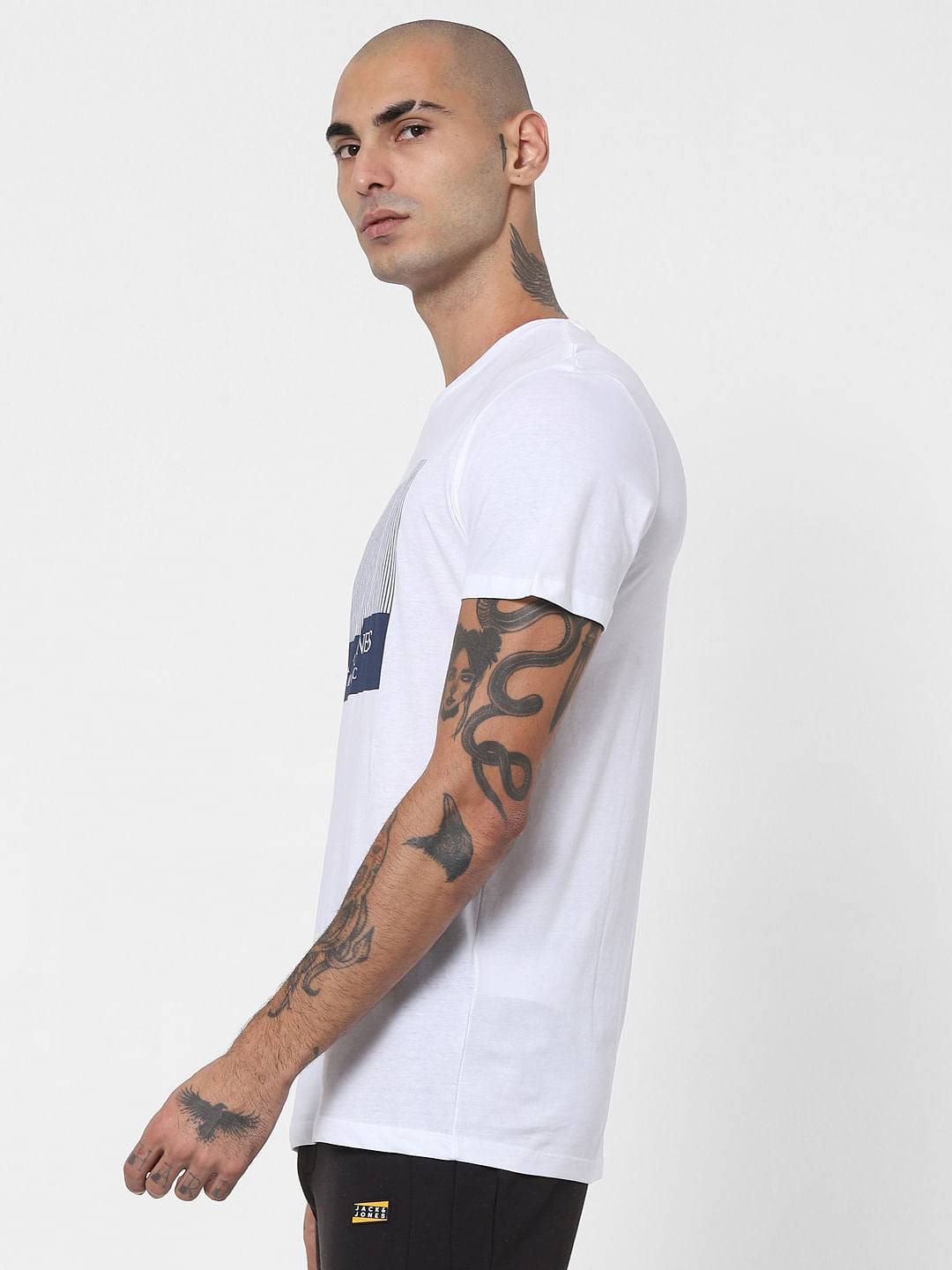 White Logo Print Crew Neck T-shirt