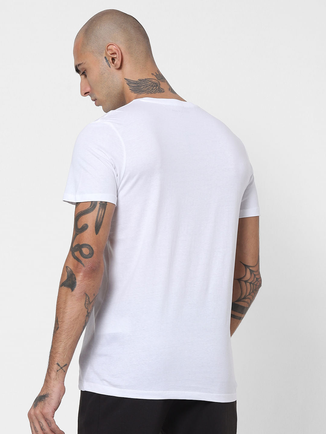 White Logo Print Crew Neck T-shirt
