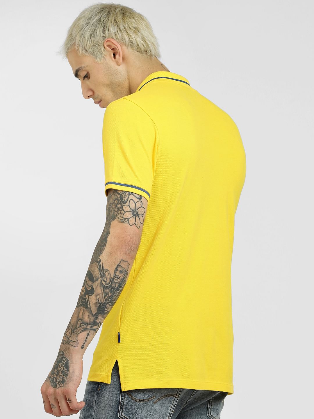 Yellow Colourblocked Polo T-shirt
