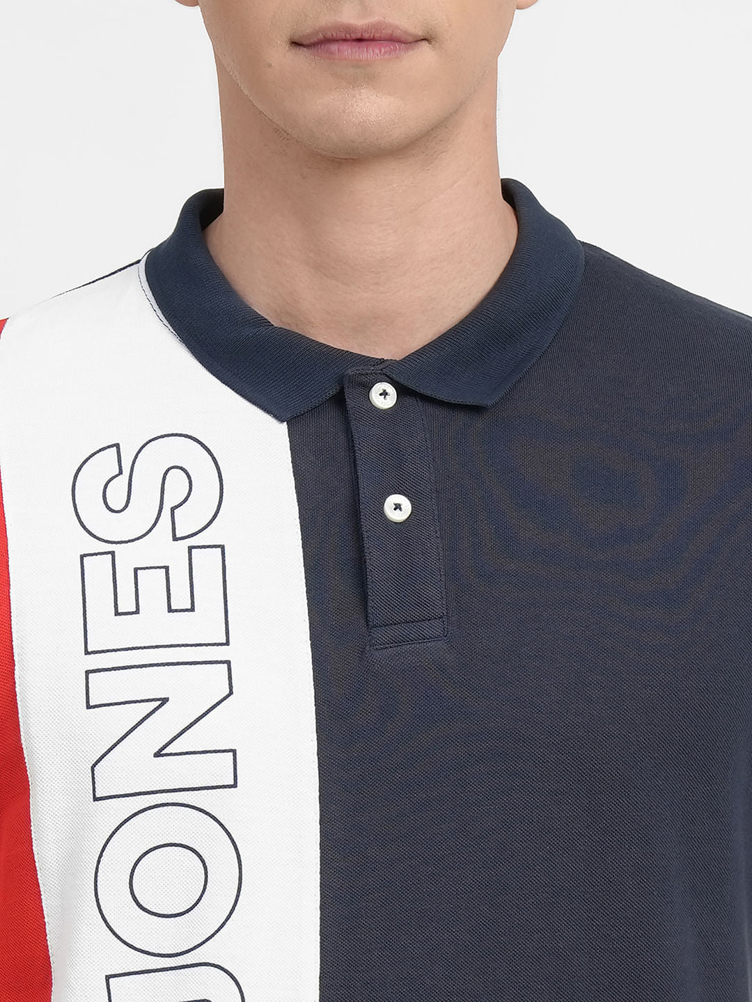 Red Colourblocked Polo Neck T-shirt