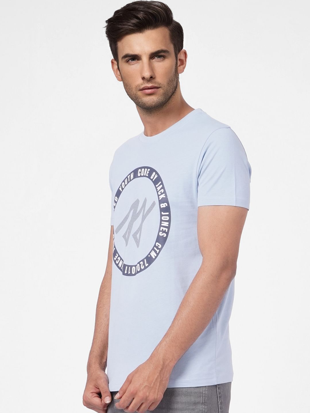 Blue Graphic Print Crew Neck T-shirt