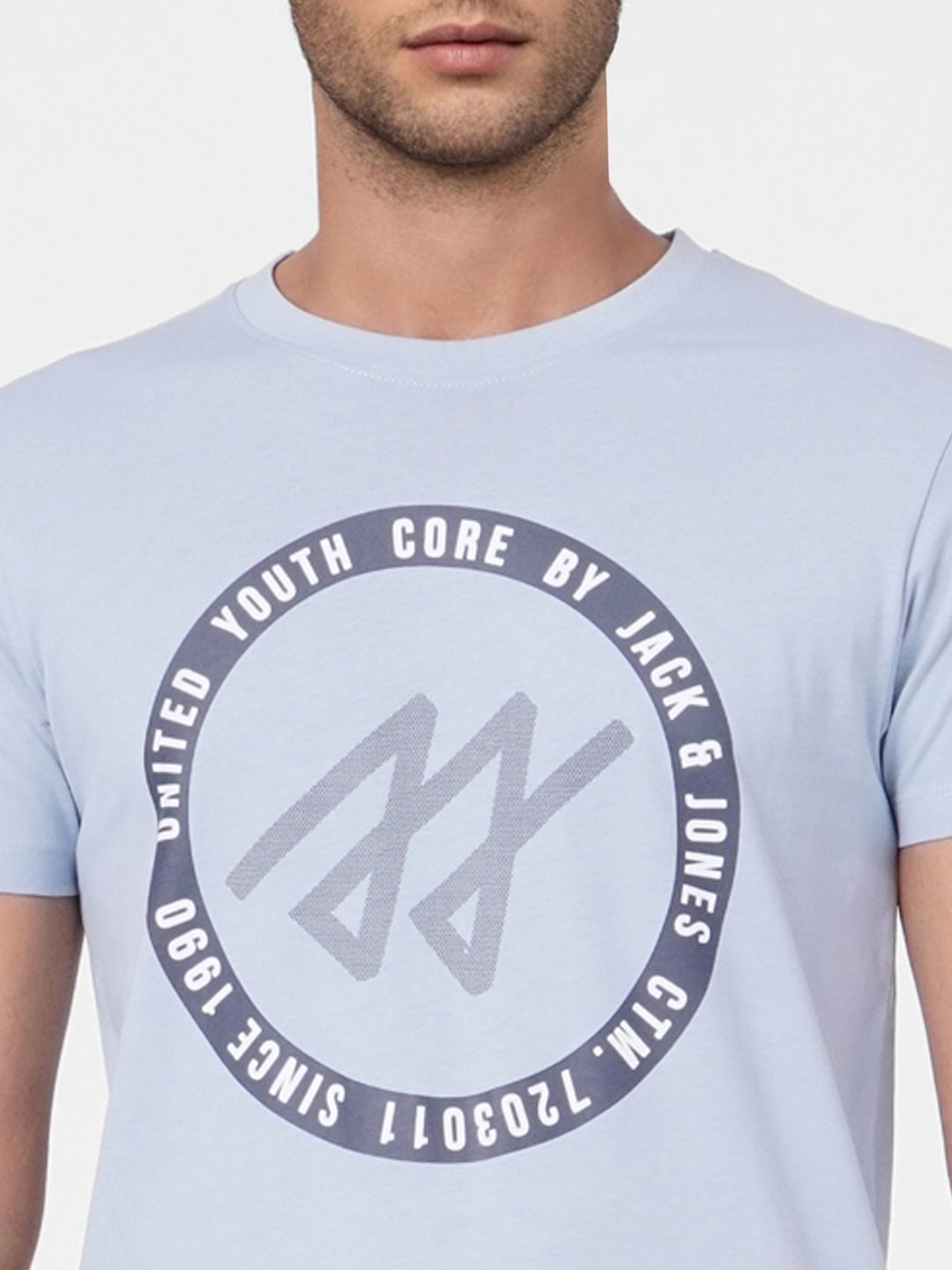 Blue Graphic Print Crew Neck T-shirt