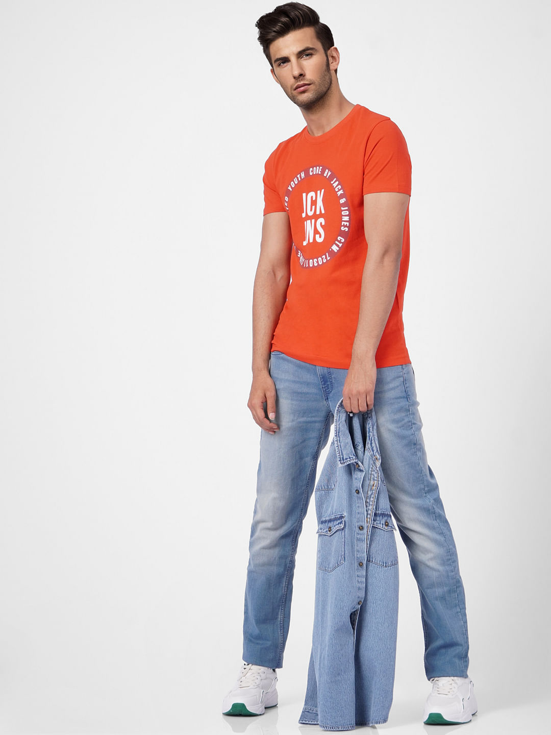 Red Graphic Print Crew Neck T-shirt - S