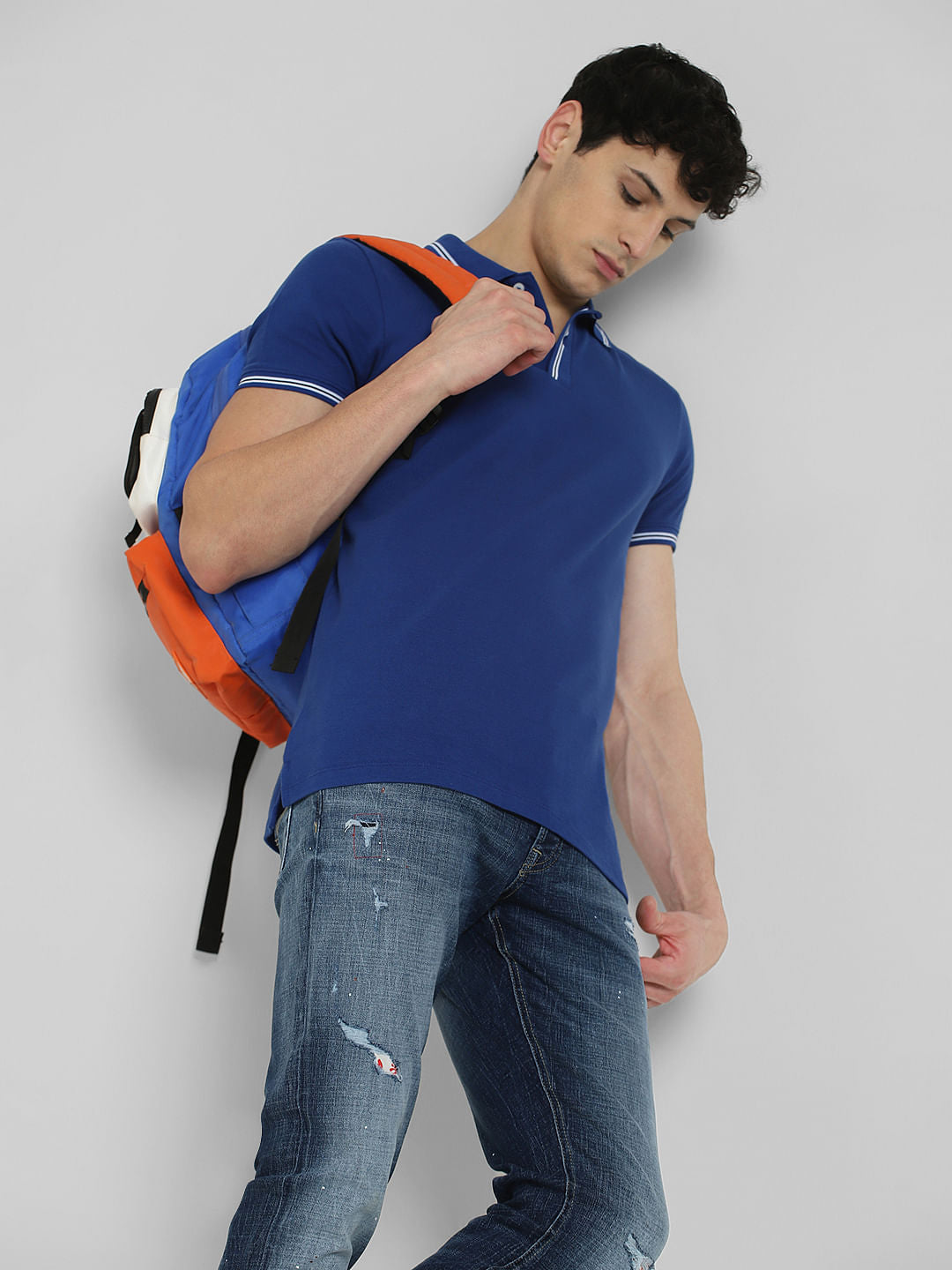 Blue Polo Neck T-shirt - S