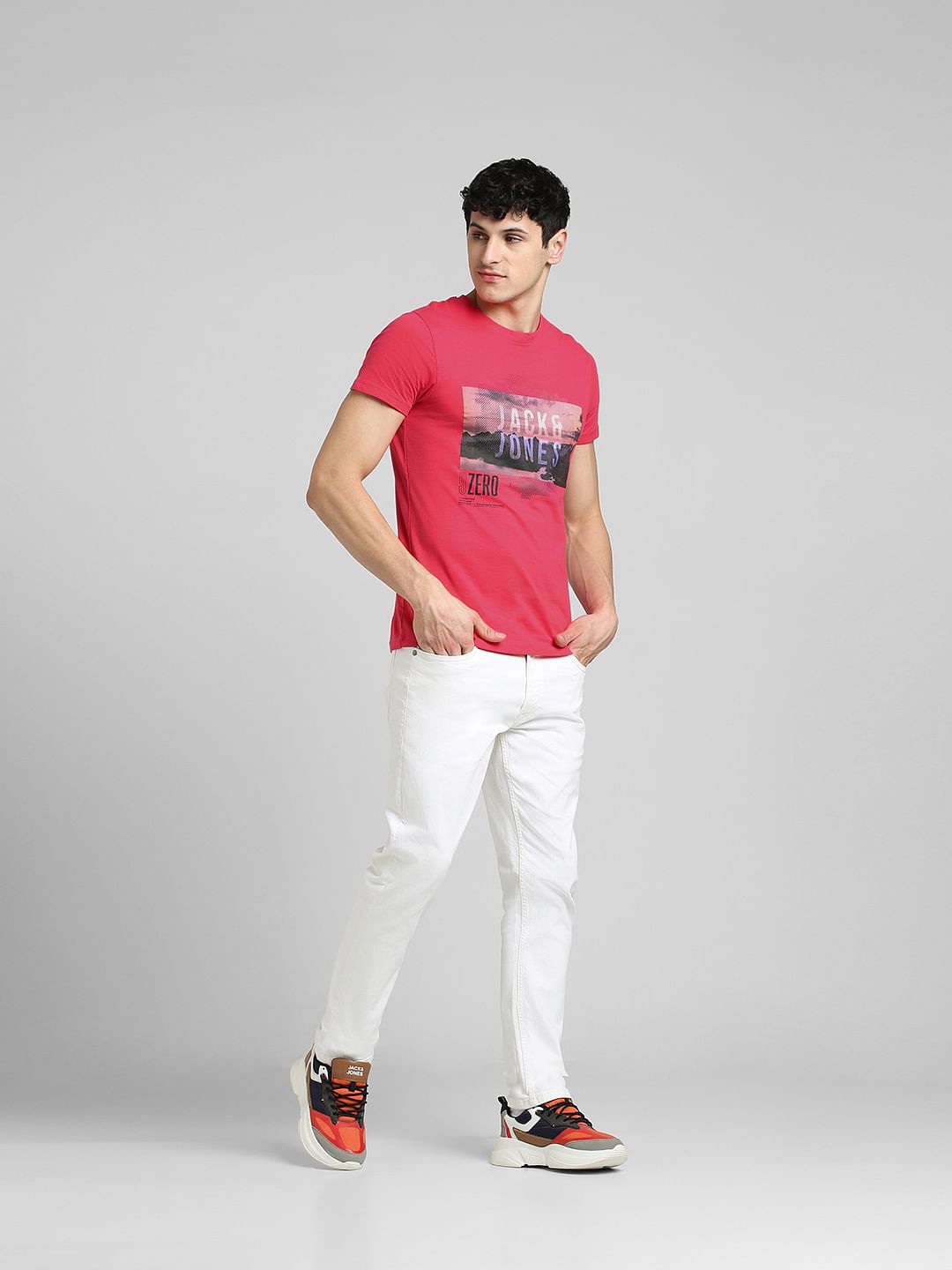 Pink Graphic Print Crew Neck T-shirt