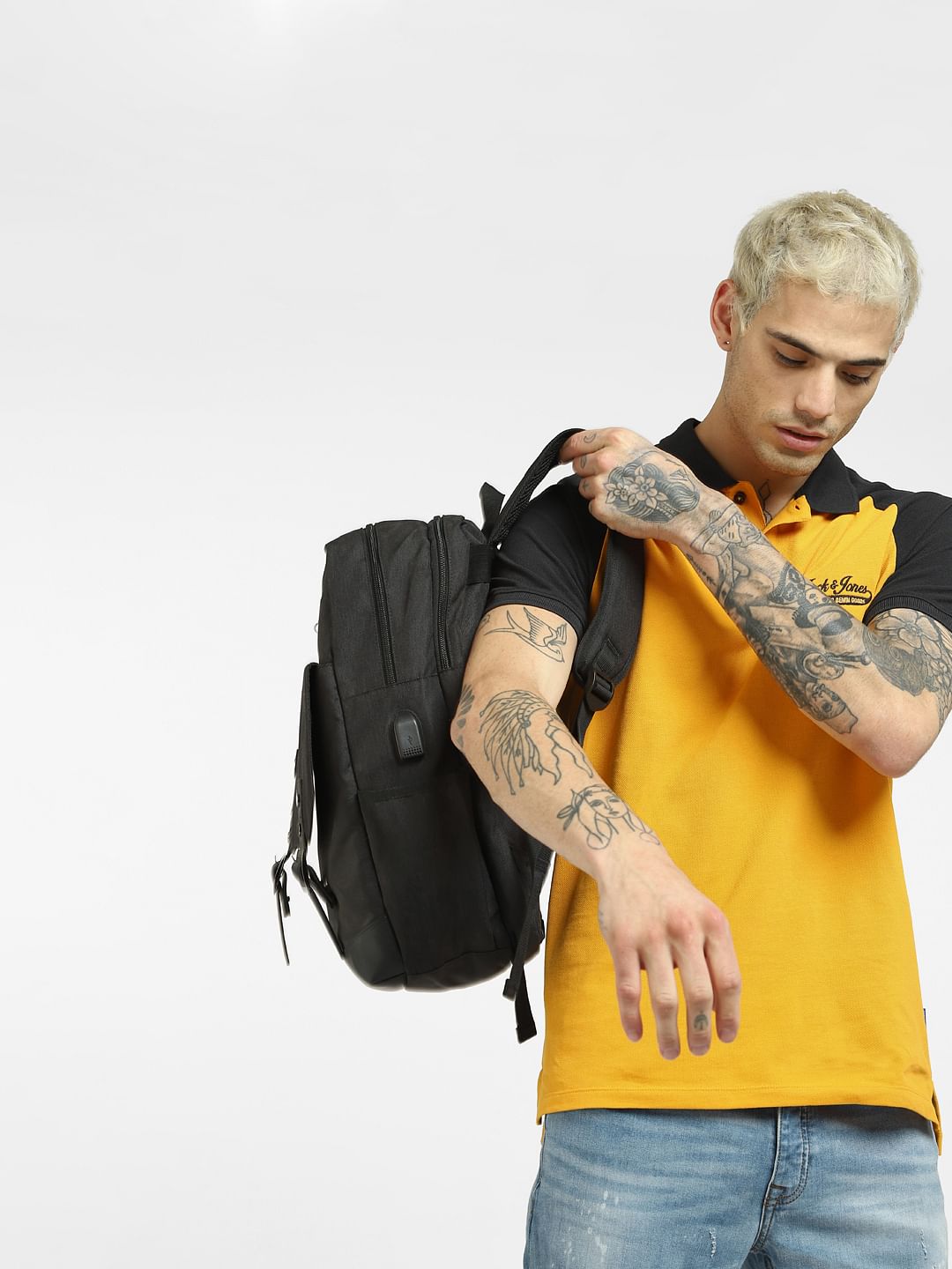 Yellow Colourblocked Polo T-shirt - S