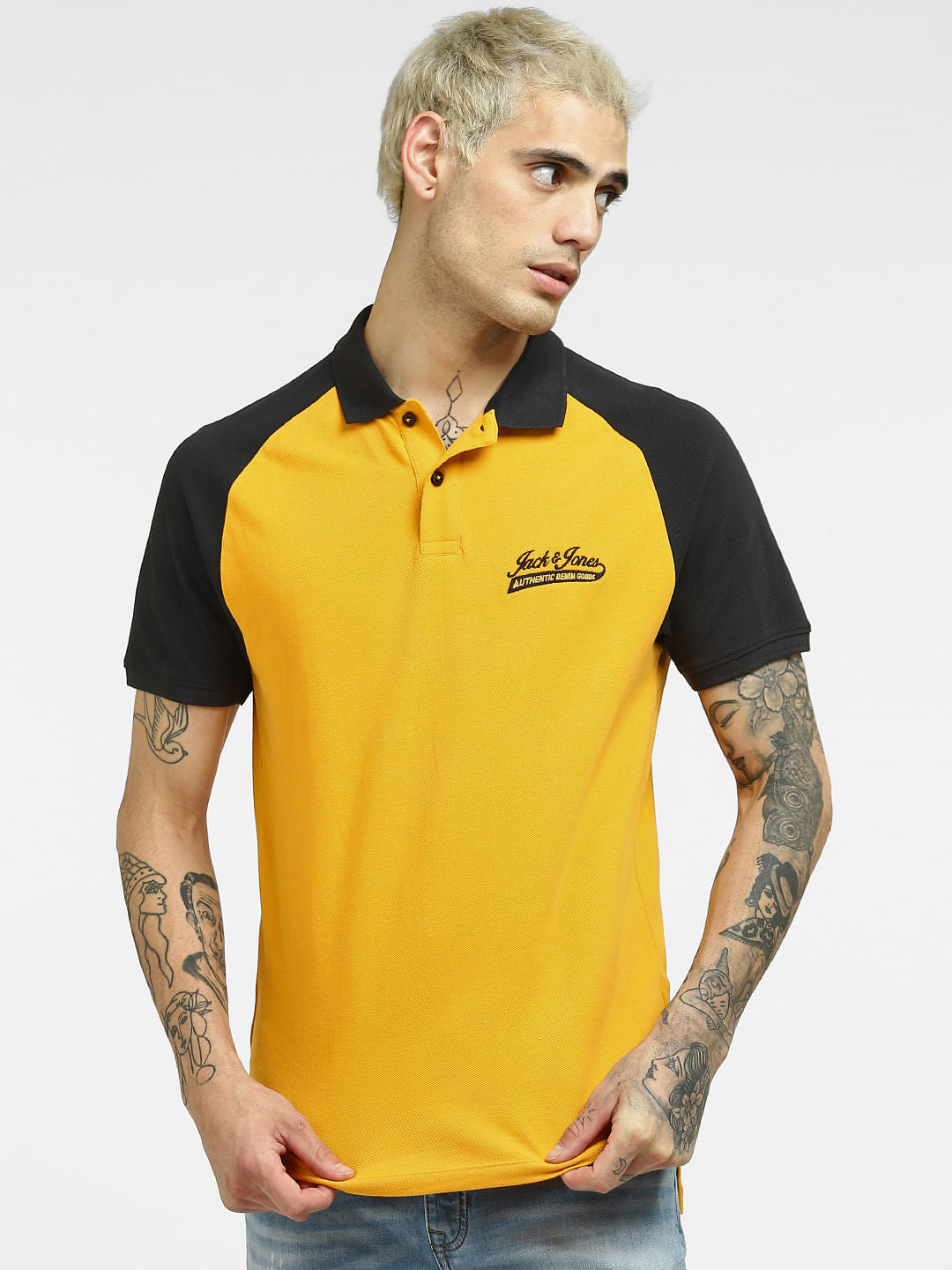 Yellow Colourblocked Polo T-shirt