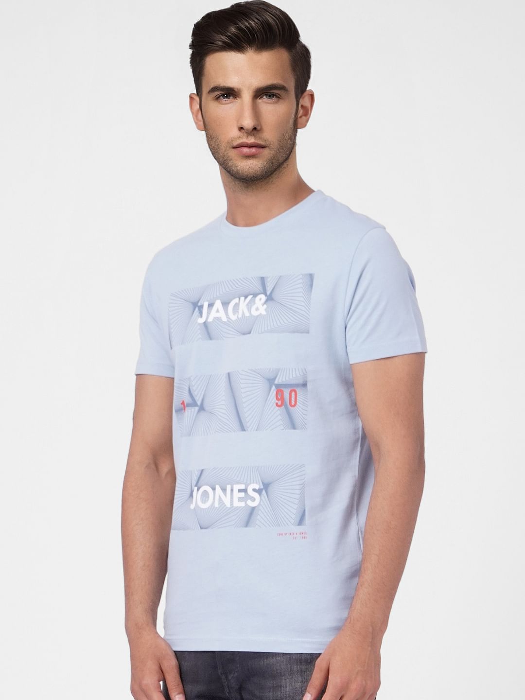 Light Blue Graphic Print Crew Neck T-shirt