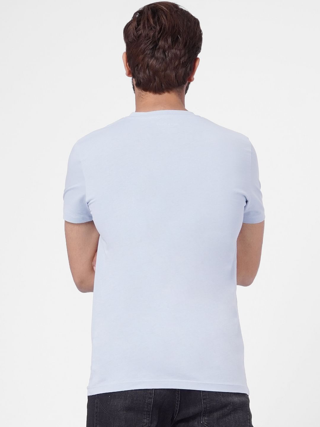 Light Blue Graphic Print Crew Neck T-shirt