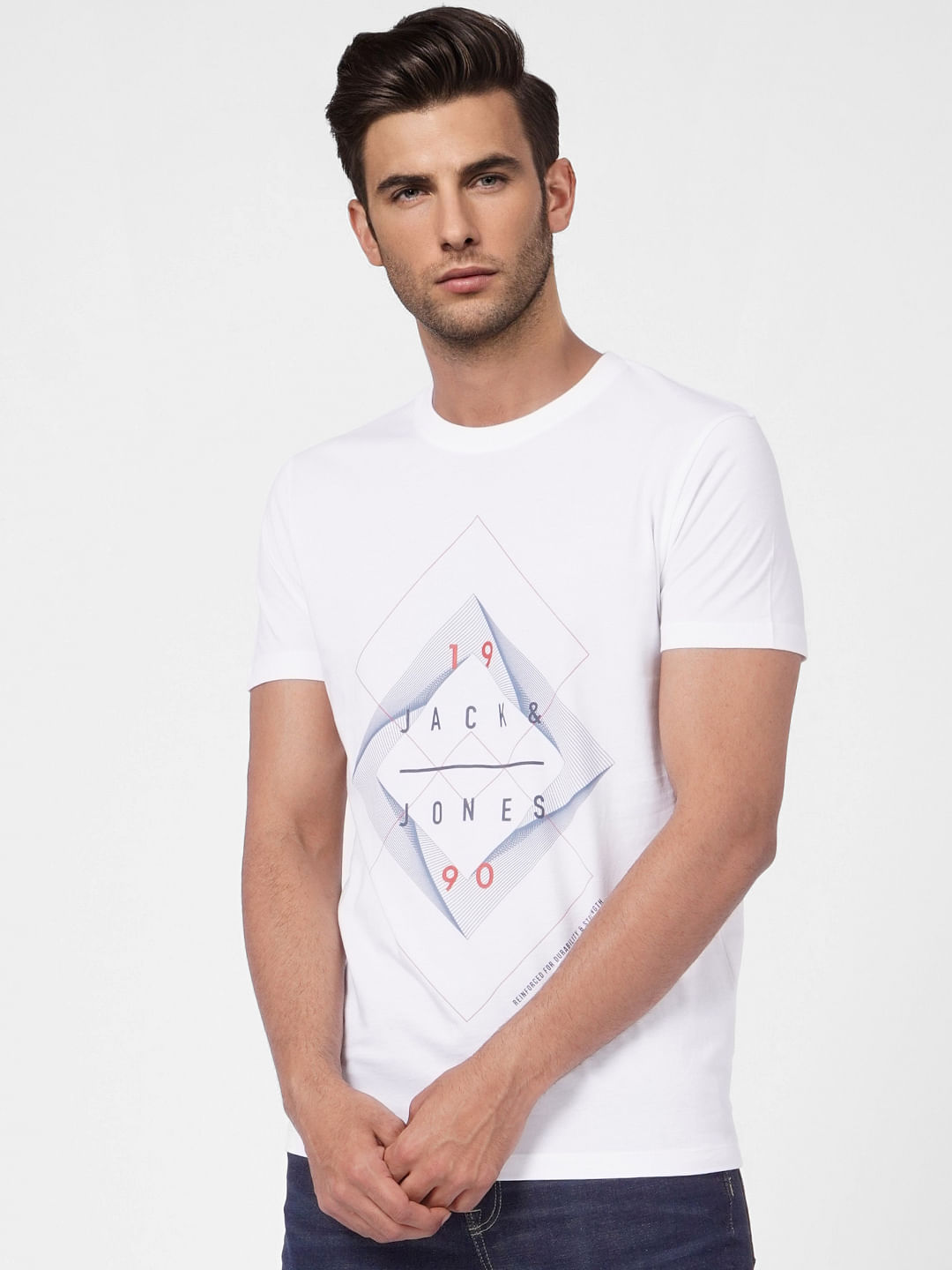 White Graphic Print Crew Neck T-shirt