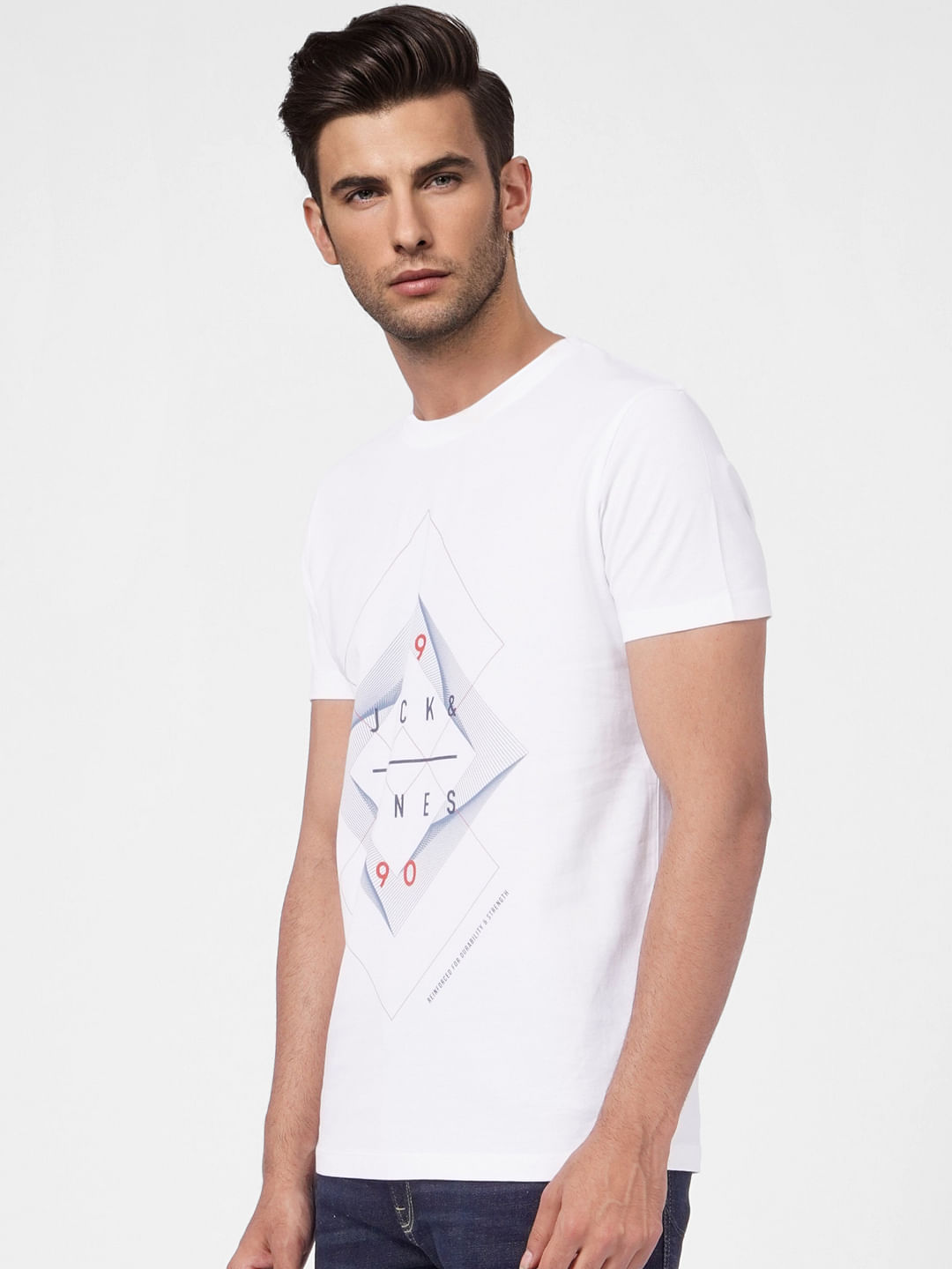 White Graphic Print Crew Neck T-shirt