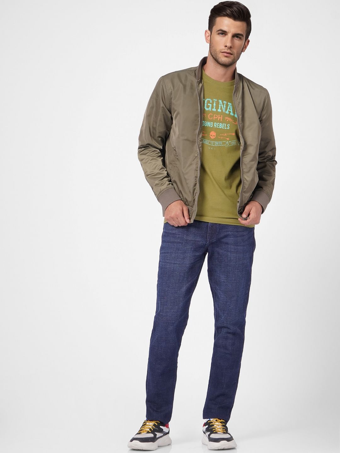 Green Graphic Print Crew Neck T-shirt - S