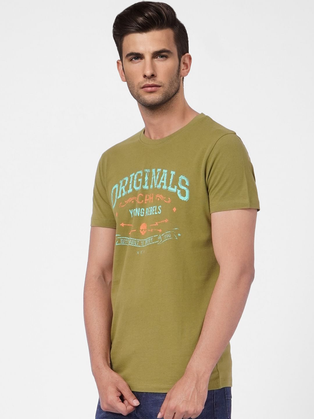Green Graphic Print Crew Neck T-shirt