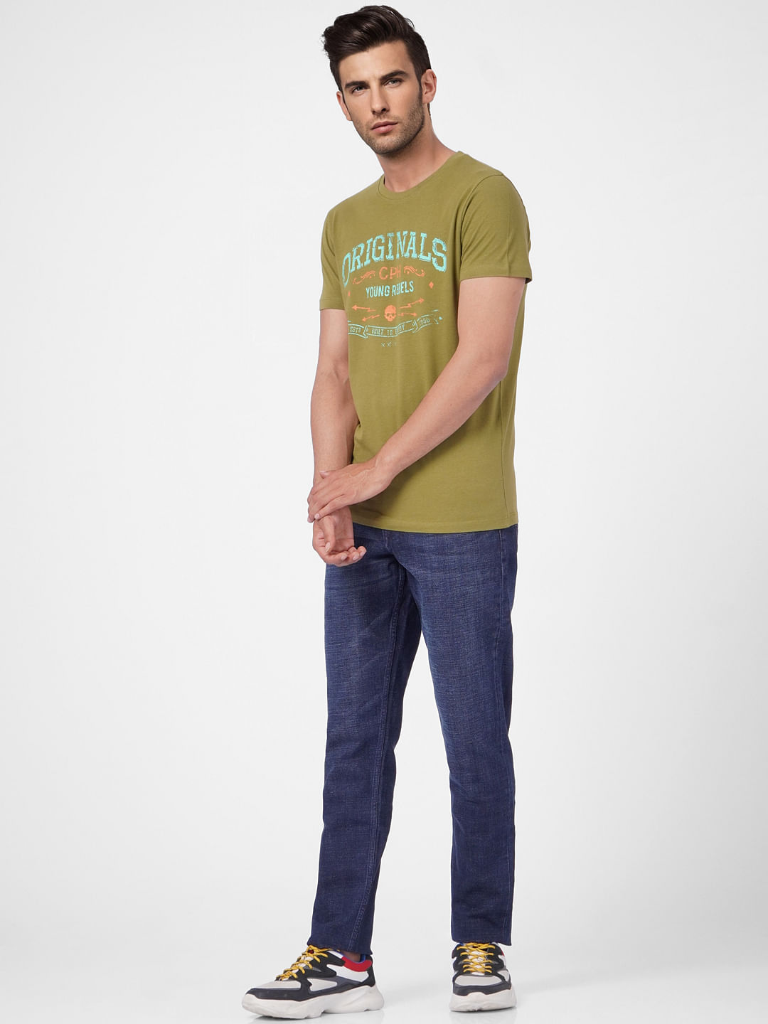 Green Graphic Print Crew Neck T-shirt