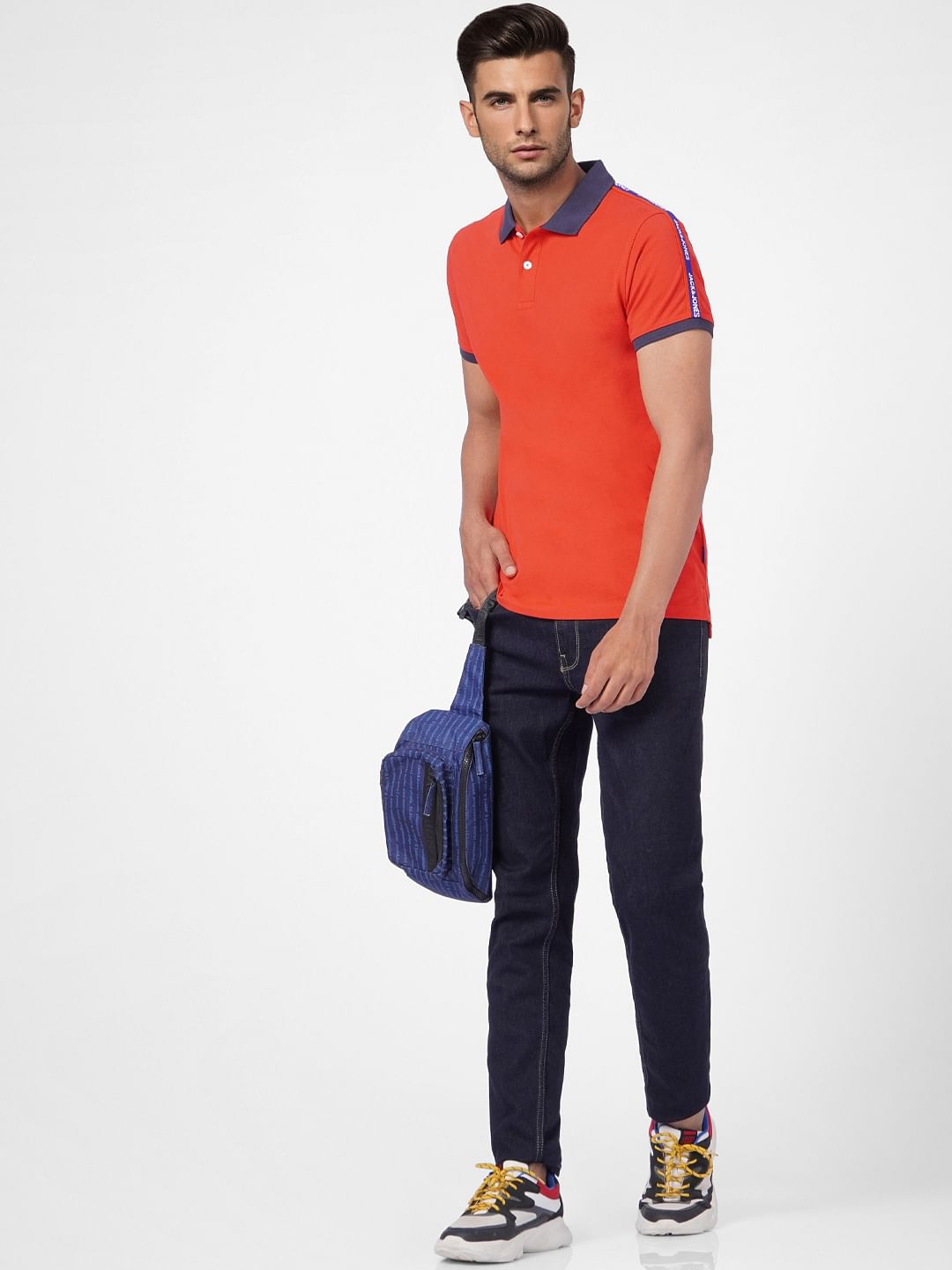 Red Polo Neck T-shirt - S