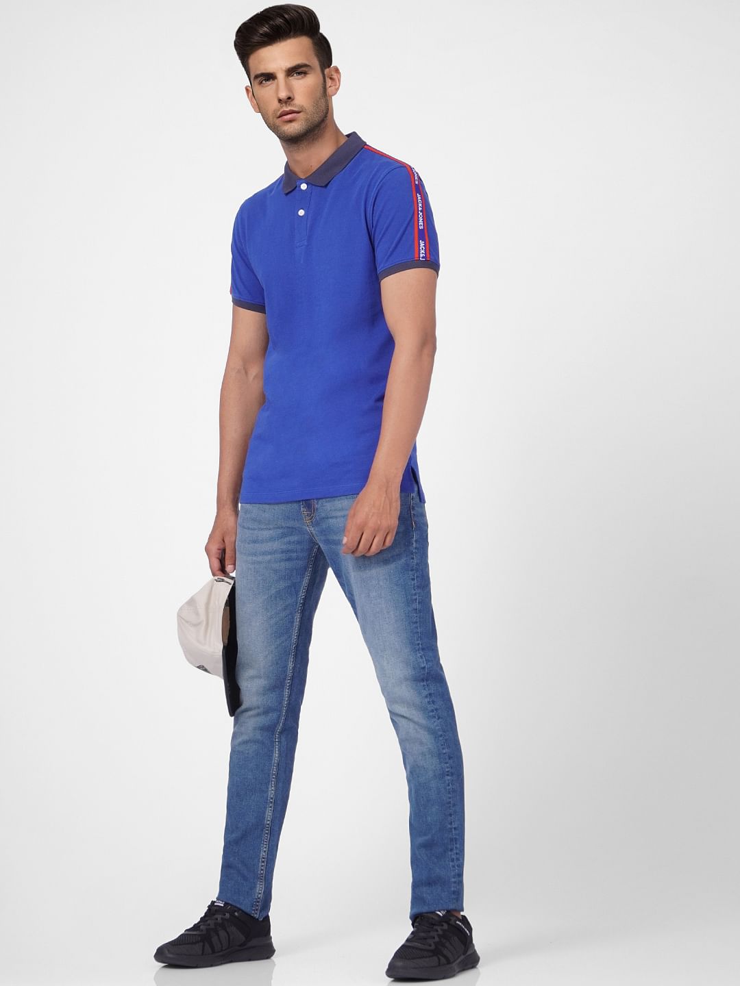 Blue Polo Neck T-shirt - S