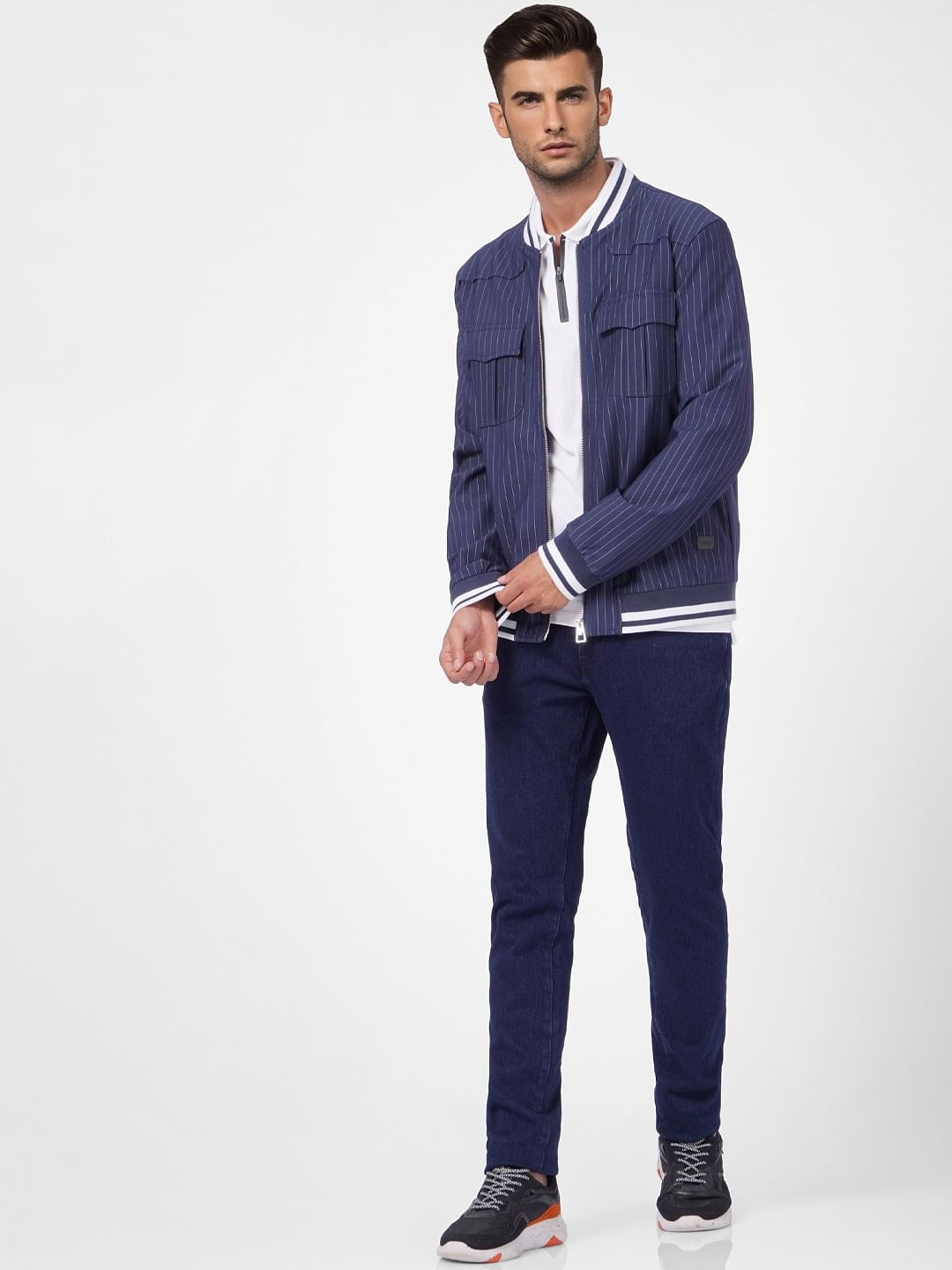 White Front Zip Polo Neck T-shirt - S