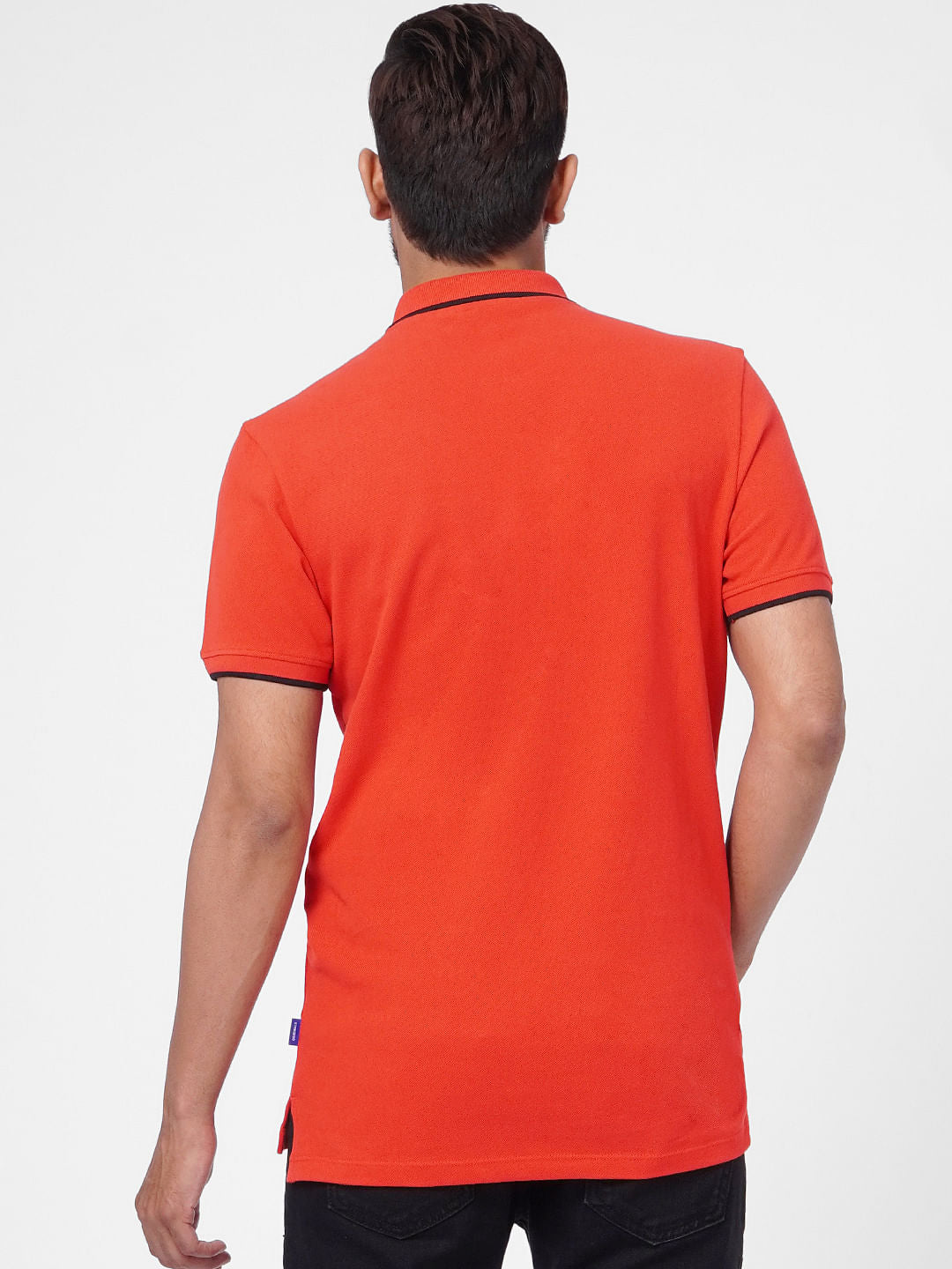 Red Front Zip Polo Neck T-shirt