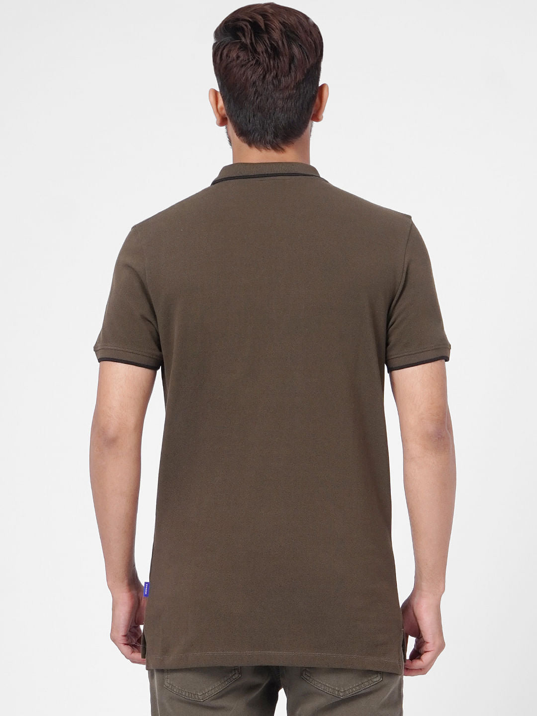 Green Front Zip Polo Neck T-shirt