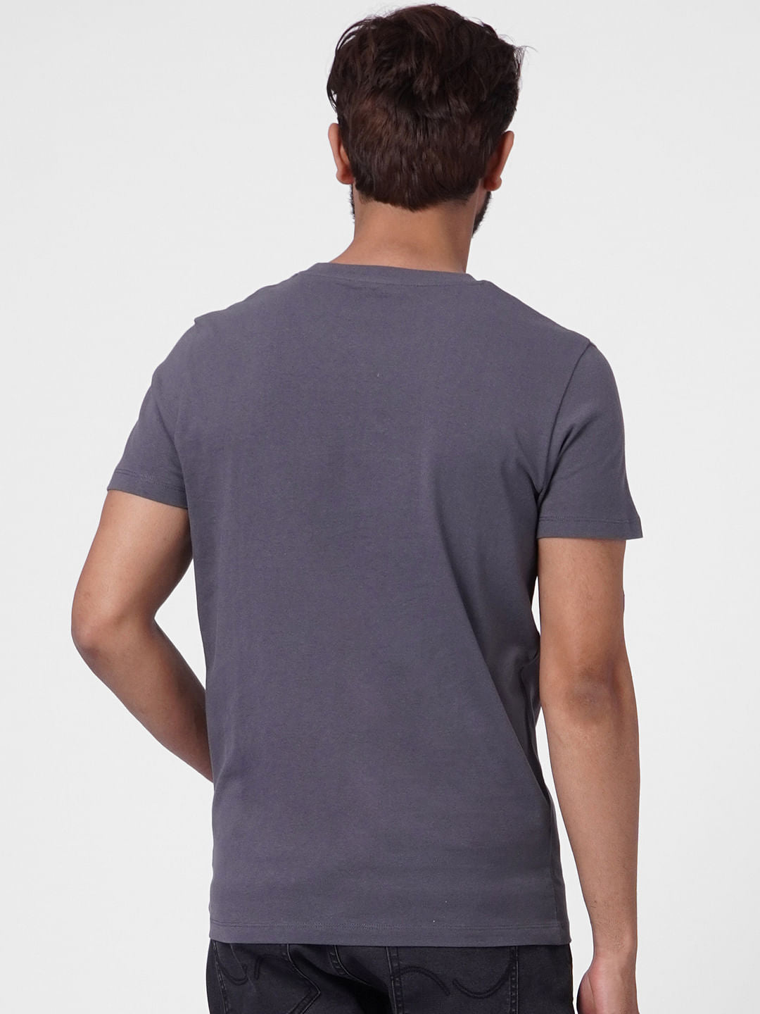 Grey Graphic Print Crew Neck T-shirt