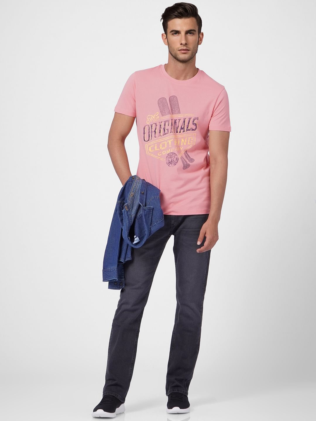 Pink Graphic Print Crew Neck T-shirt - S