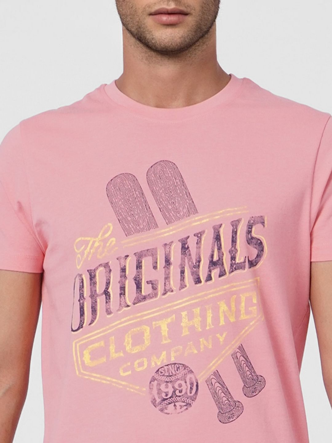 Pink Graphic Print Crew Neck T-shirt