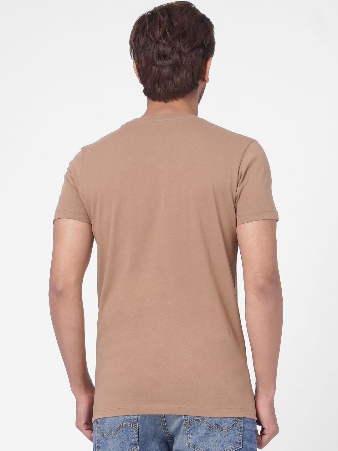 Brown Graphic Print Crew Neck T-shirt